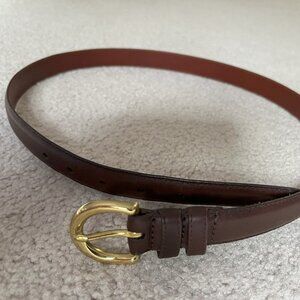 Coach Women's Brown Leather Belt with Brass Buckle - Large